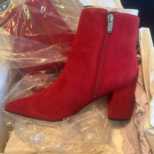 Women’s 8 Crimson Red Suede Boots- by Marc Fisher